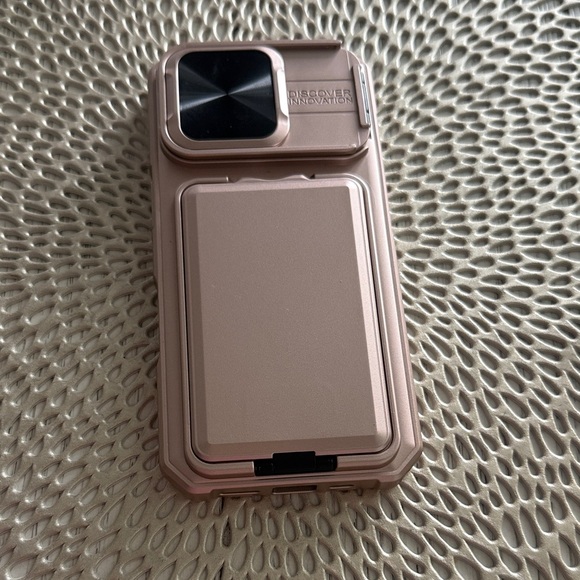 IPHONE 16 PRO CASE in Rose Gold with Kickstand, card holder, and camera cover - Picture 5 of 12